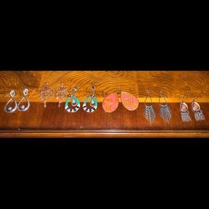 6 pairs of pierced earrings. Costume but beautiful
